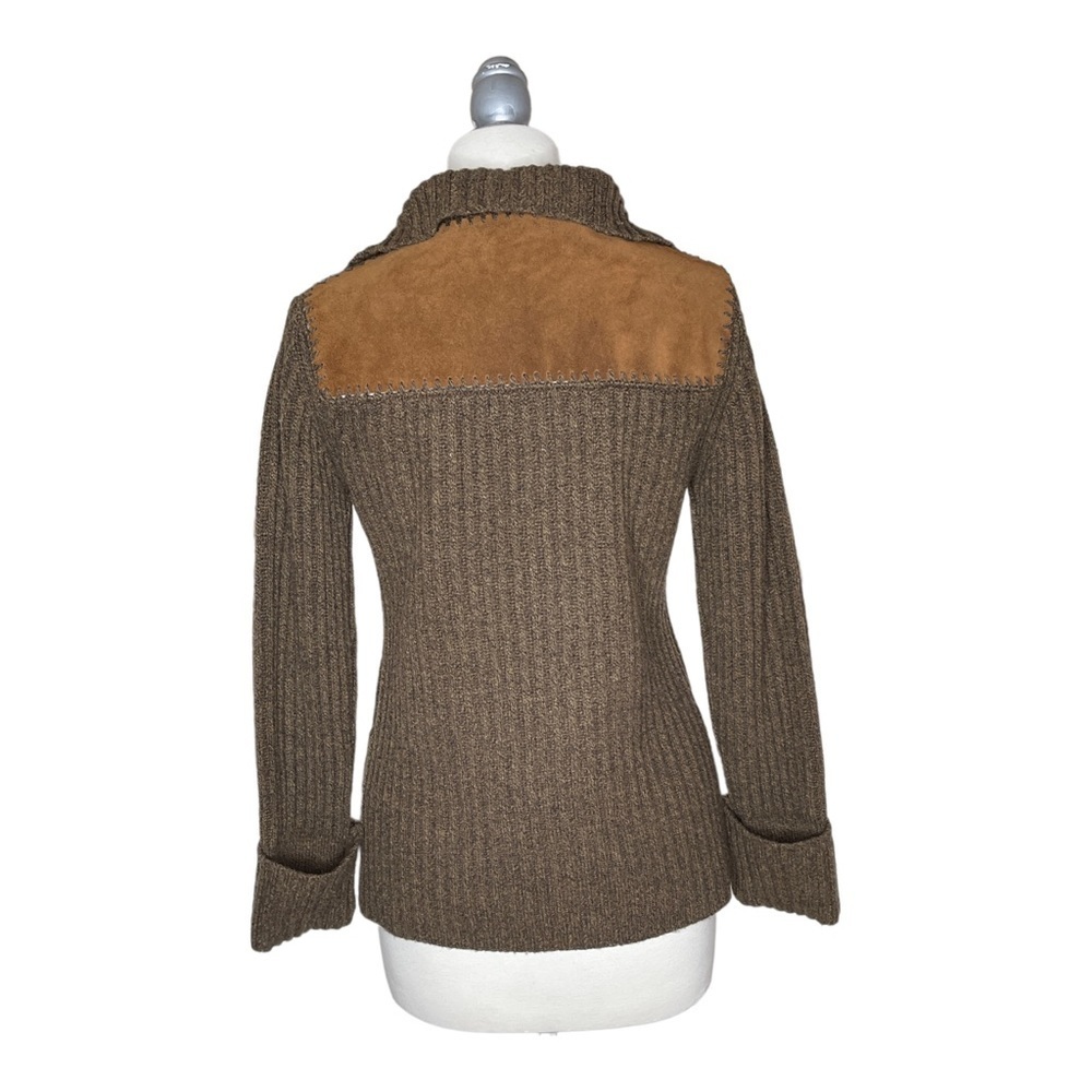 Banana Republic 100% Lambswool and Suede Pocket Cardigan S - Picture 3 of 10